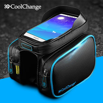 CoolChange Bicycle Frame Front Head Top Tube Waterproof Bike Bag&Double IPouch Cycling For 6.0 in Cell Phone Bike Accessories