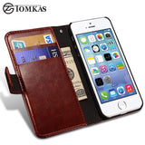 Wallet Leather Case for Apple iPhone 5S 5 SE Luxury Flip Coque Phone Bag Cover For iPhone 5s Cases Fundas TOMKAS Brand