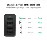 Qualcomm Quick Charge 3.0 4 Ports Smart Mobile Phone Charger Desktop USB Charger Ugreen