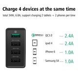 Qualcomm Quick Charge 3.0 4 Ports Smart Mobile Phone Charger Desktop USB Charger Ugreen