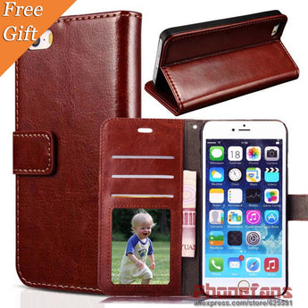 Luxury Retro wallet leather Case For Apple iPhone 6S 6 5S Case SE 5 4S 4 flip stand cover Photo frame Protective For iphone 6