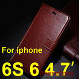 Luxury Retro wallet leather Case For Apple iPhone 6S 6 5S Case SE 5 4S 4 flip stand cover Photo frame Protective For iphone 6